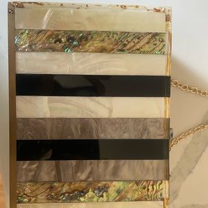 BCBG - Cressida Multi Color clutch with gold Strap